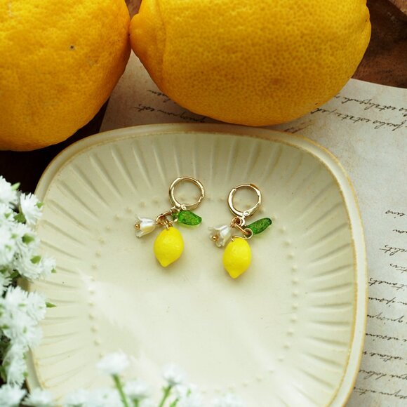 Handmade cute lemon earrings - Picture 2 of 7